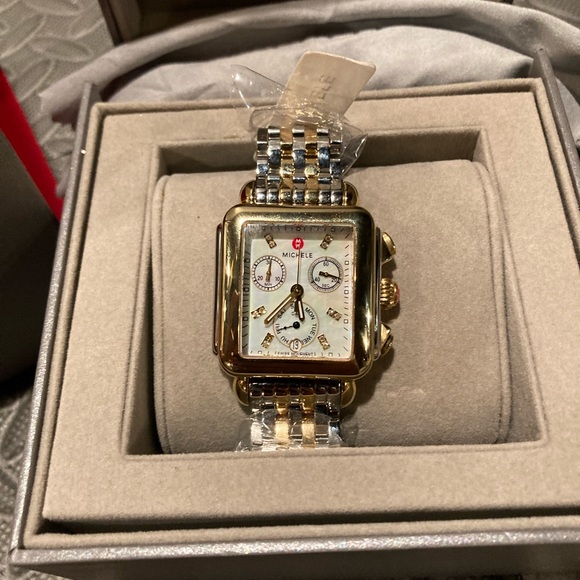 NWT Michele Deco Day Two-Tone Diamond Dial Watch - Picture 3 of 9